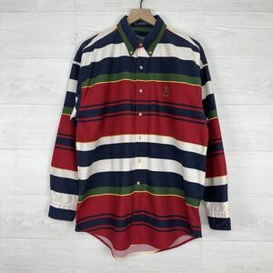 Vtg CHAPS Ralph Lauren Shirt Mens L Striped Long Sleeve‎ Button Down Western 90s